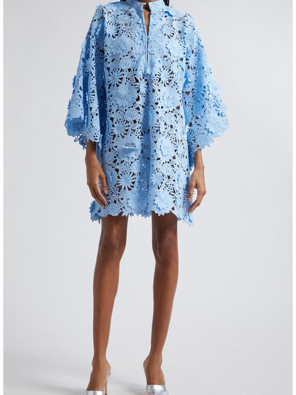 3D Floral Lace Cover-Up Mini Caftan